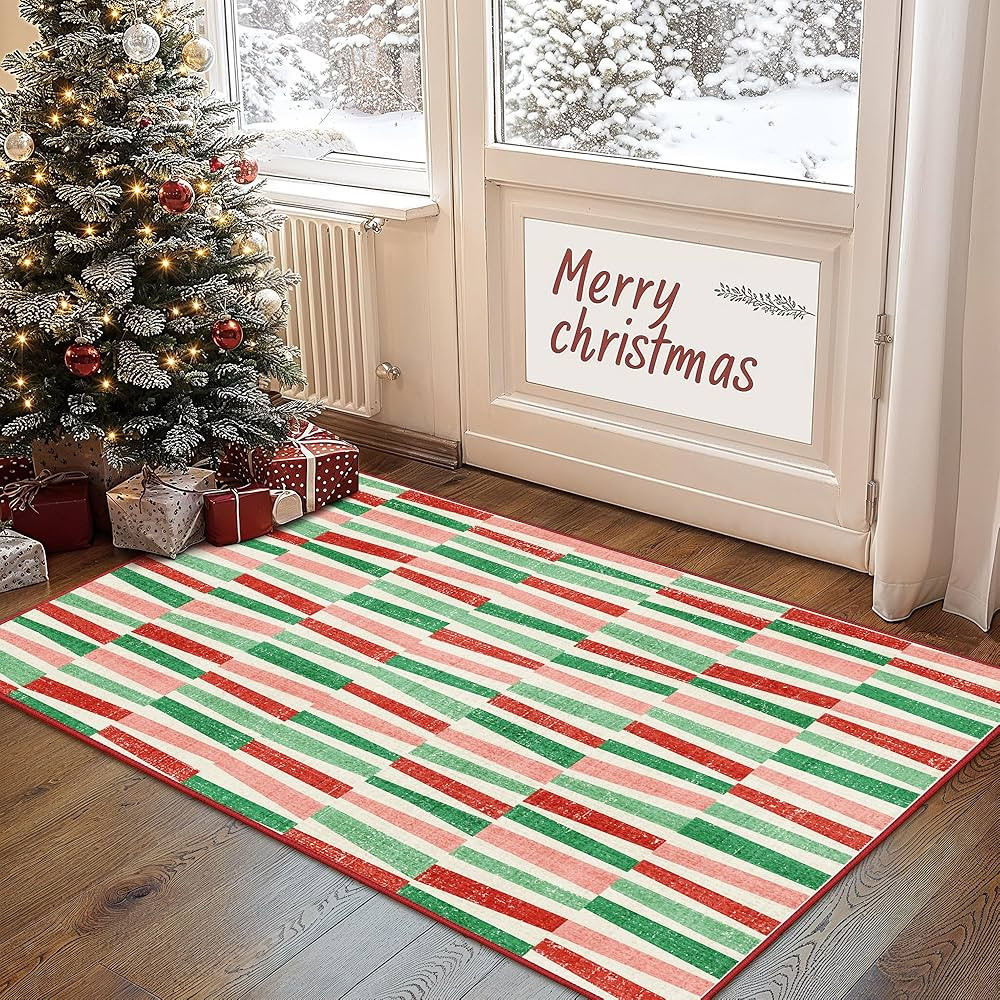 Christmas Rug 2x3 Rugs for Entryway, Washable Area Rugs for Front Entrance, Indoor Christmas Home... | Amazon (US)
