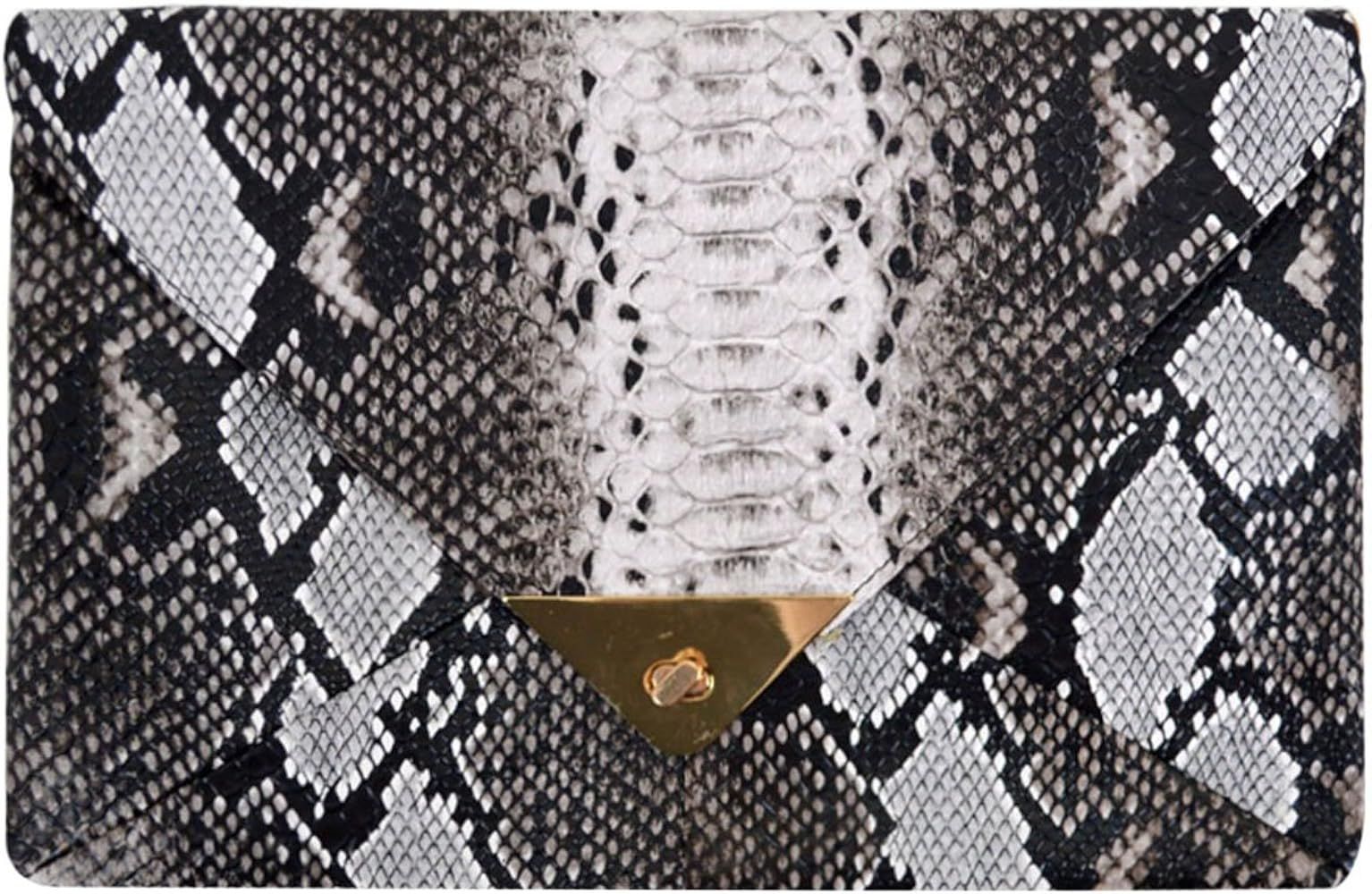 Van Caro Women’s Faux Leather Snake Envelope Clutch Handbag Chain Bag | Amazon (US)