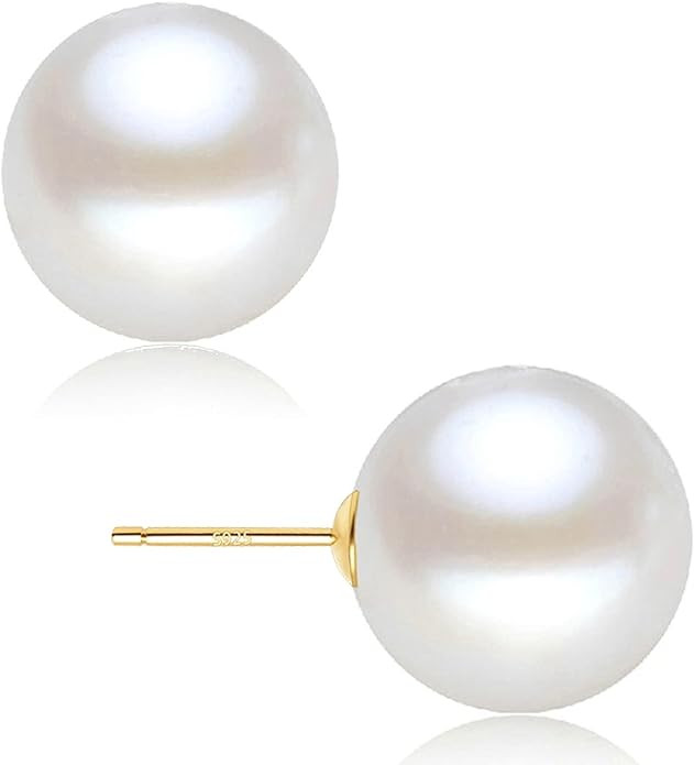 18K Gold Plated 925 Sterling Silver Shell Pearl Stud Earrings,Hypoallergenic to Sensitive Ears | Amazon (US)