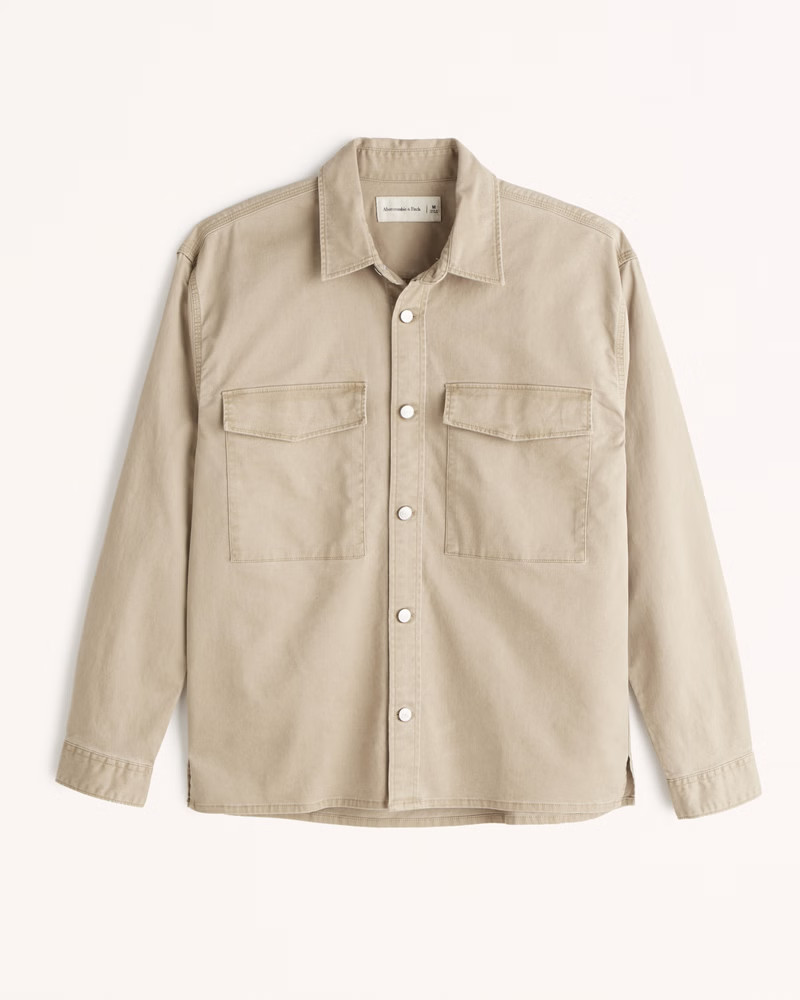 Men's Relaxed Twill Shirt Jacket | Men's Tops | Abercrombie.com | Abercrombie & Fitch (US)