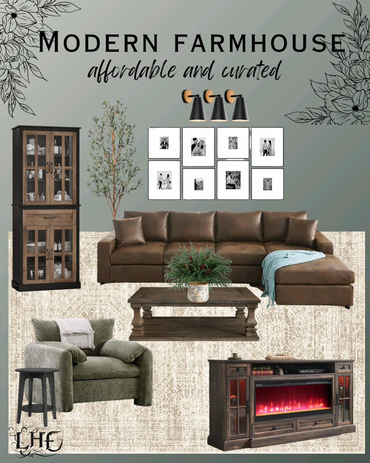 Modern farmhouse living room inspo! Almost everything is on sale or has a coupon available 😉. Shop these finds below 👇.  . . Living room inspo, leather couch, Faux leather couch, Gallery wall, wall lights, wall sconces, rechargeable wall lights, storage cabinet, cabinet, living room furniture, modern farmhouse living room, affordable living room furniture, affordable living room, Pedestal coffee table, coffee table, farmhouse living room, fireplace mantle, mantle with fireplace, washable rug, rug, area rug, living room rug, cozy chair, oversized chair, accent chair, table decor, accent table, olive tree, amazon home, walmart home 

#LTKSaleAlert #LTKHome #LTKVideo