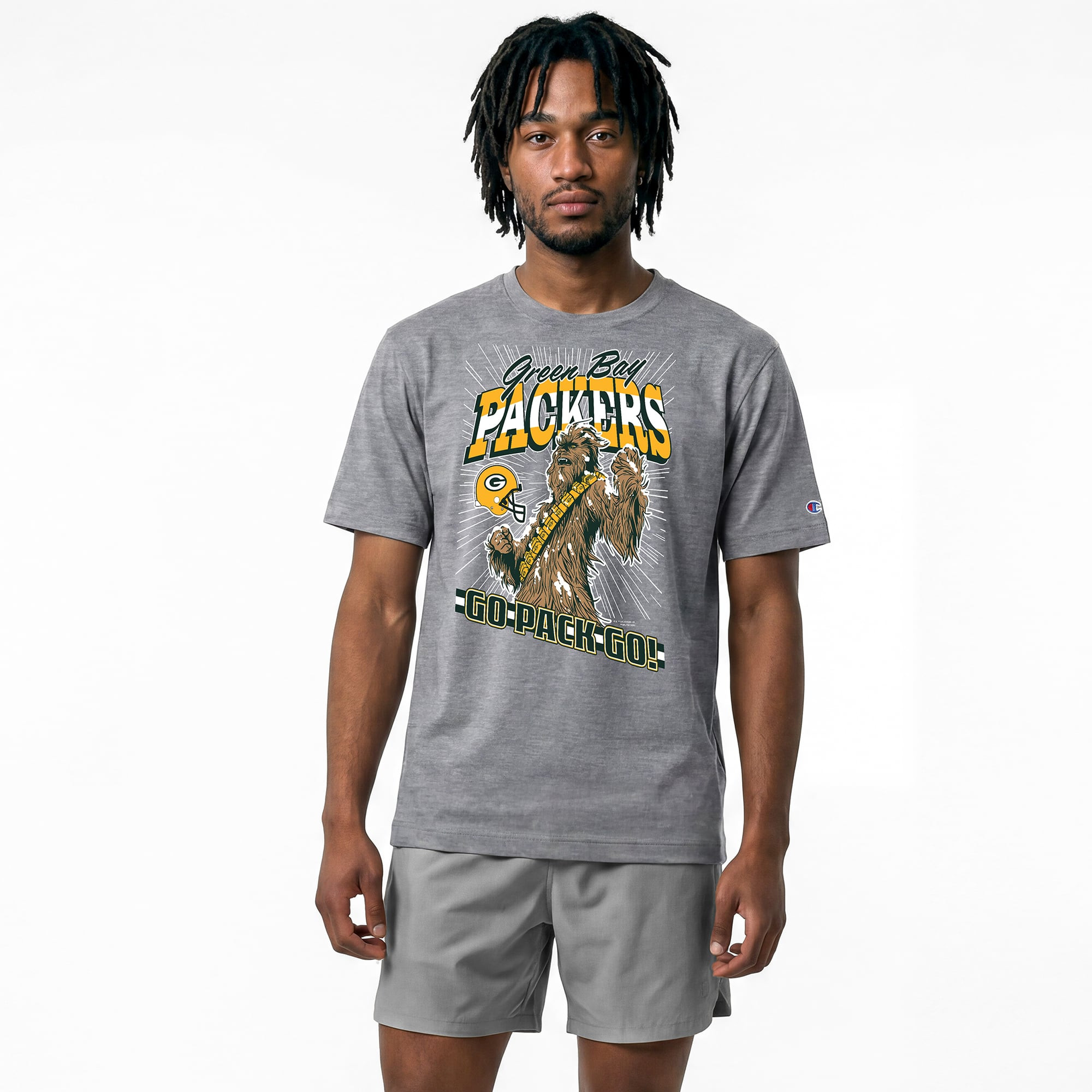 Green Bay Packers Disney x Champion Chewbacca All-Star T-Shirt - Gray | Fanatics