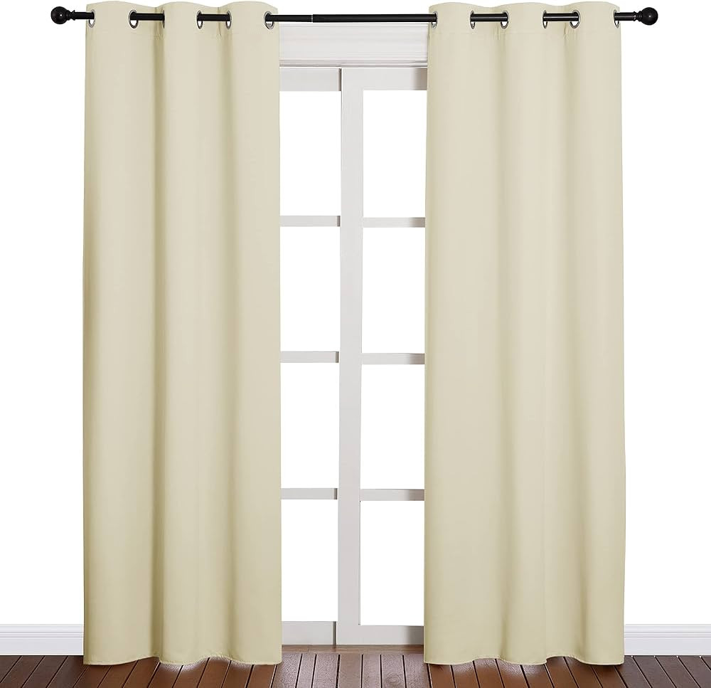 NICETOWN Long Curtains for Windows, Eyelet Top Room Darkening Panels/Drapes for Living Room (Beig... | Amazon (US)