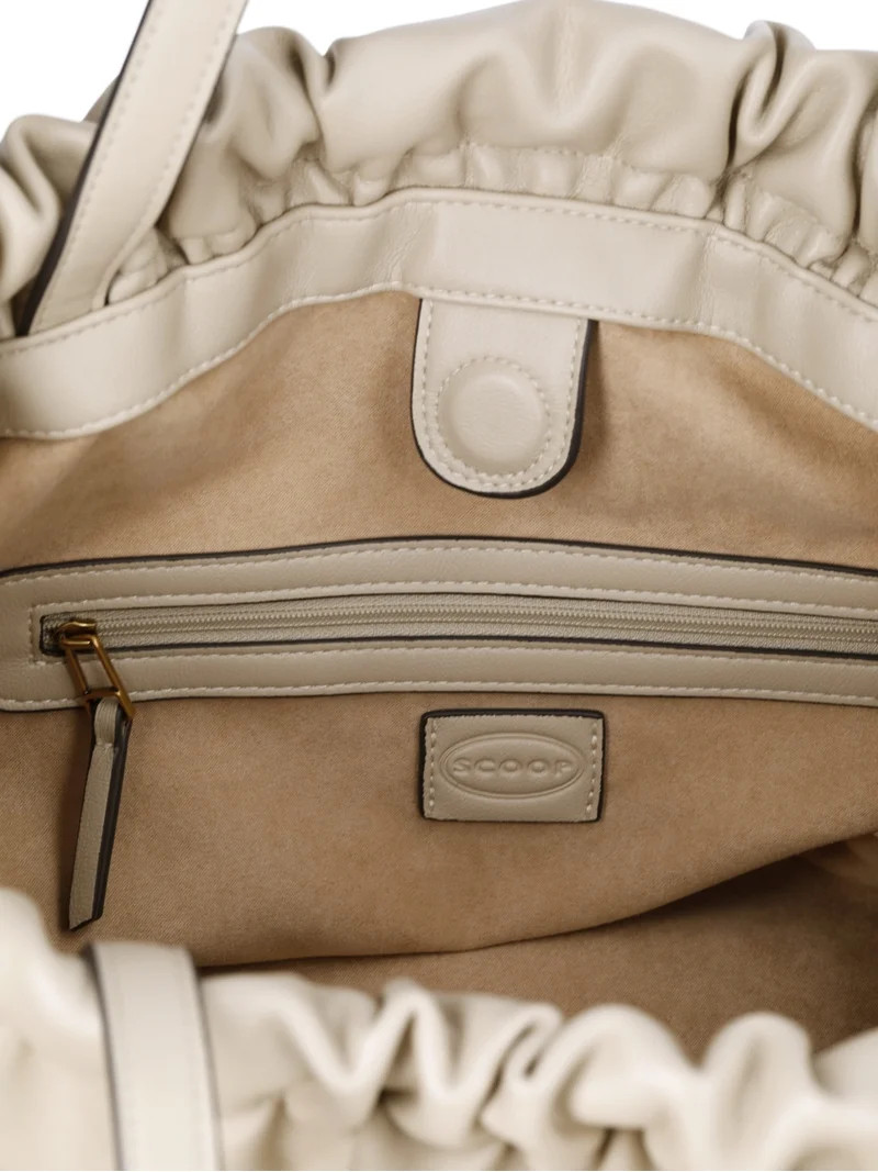 Scoop Women's Faux Leather Oversized Drawstring Pouch Tote, Almond Biscuit | Walmart (US)