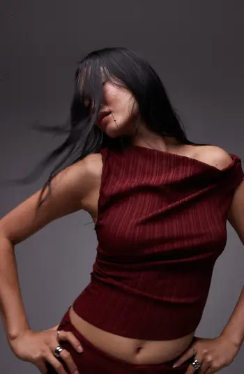 Topshop Twist Rib One-Shoulder Top | Nordstrom | Nordstrom