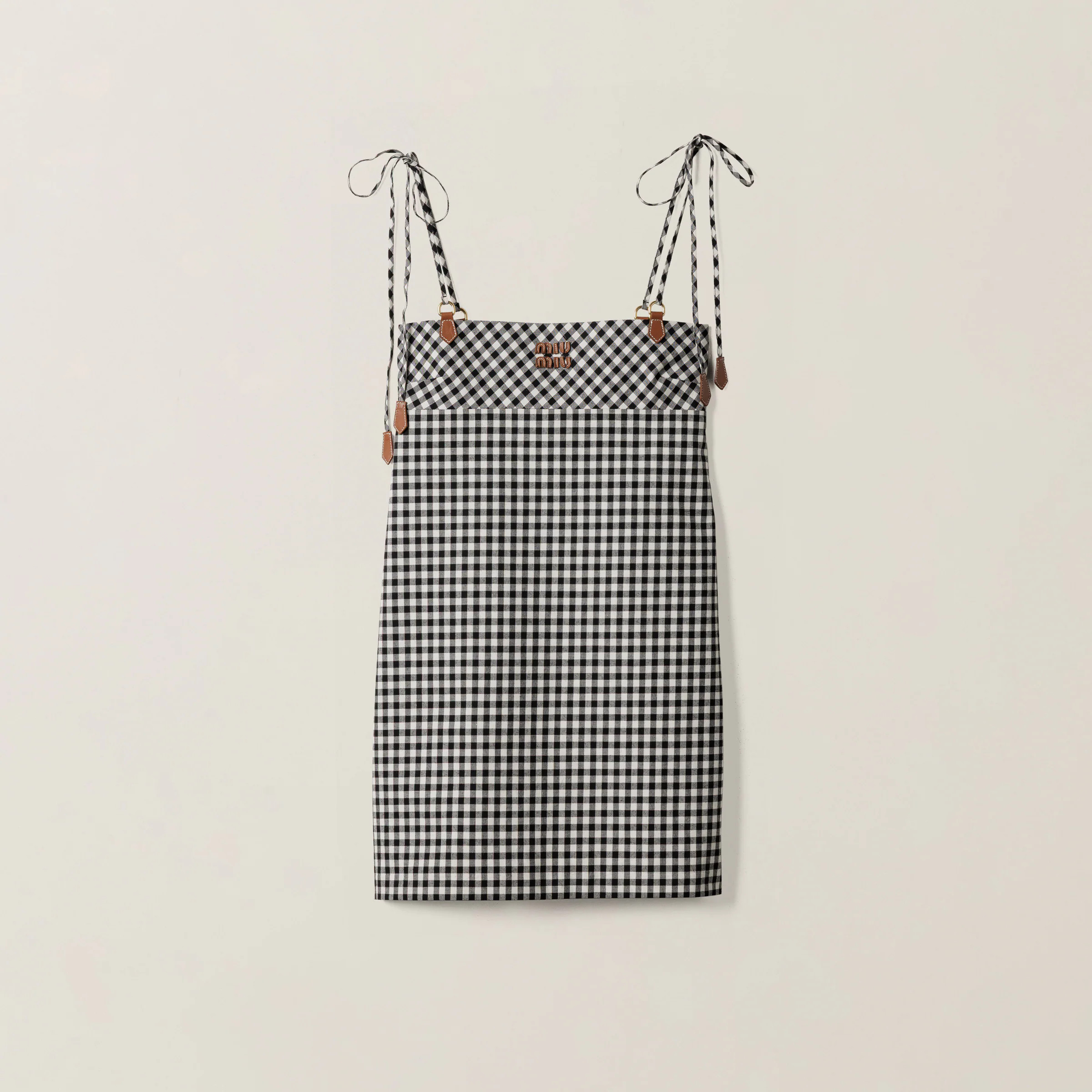 White/black Gingham Check Mini-dress | Miu Miu | Miu Miu US