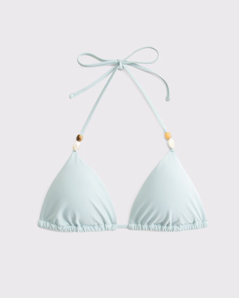 Beaded Halter String Triangle Bikini Top | Abercrombie & Fitch (US)