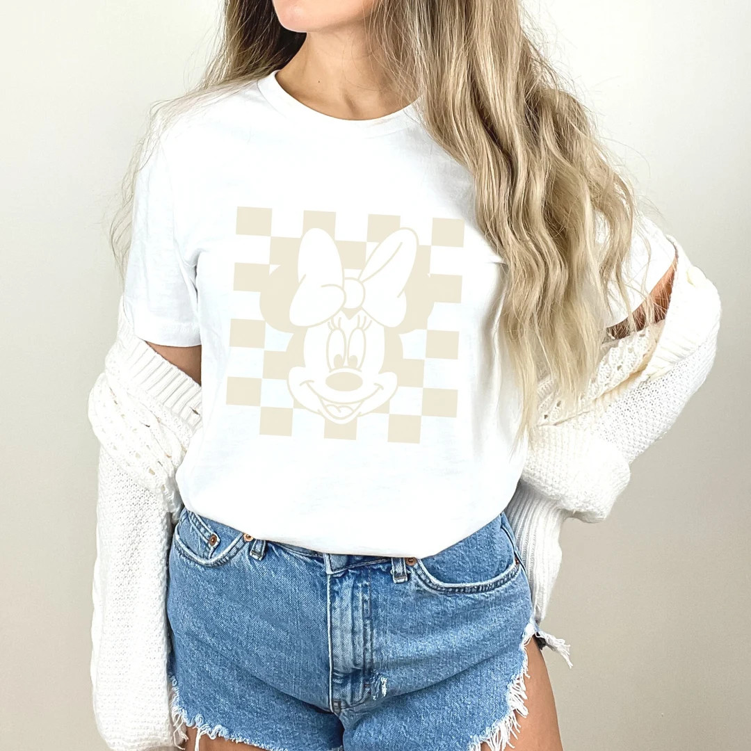 Retro Checkered Disney Minnie Mouse Unisex Jersey Short Sleeve - Etsy | Etsy (US)
