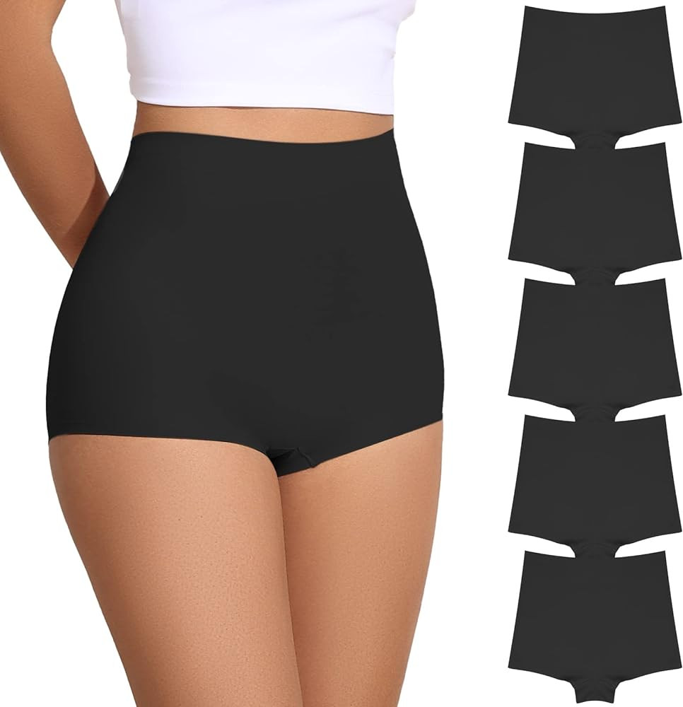 FallSweet No Show Boy Shorts Underwear for Women Seamless Panties Boxer Briefs Pack | Amazon (US)