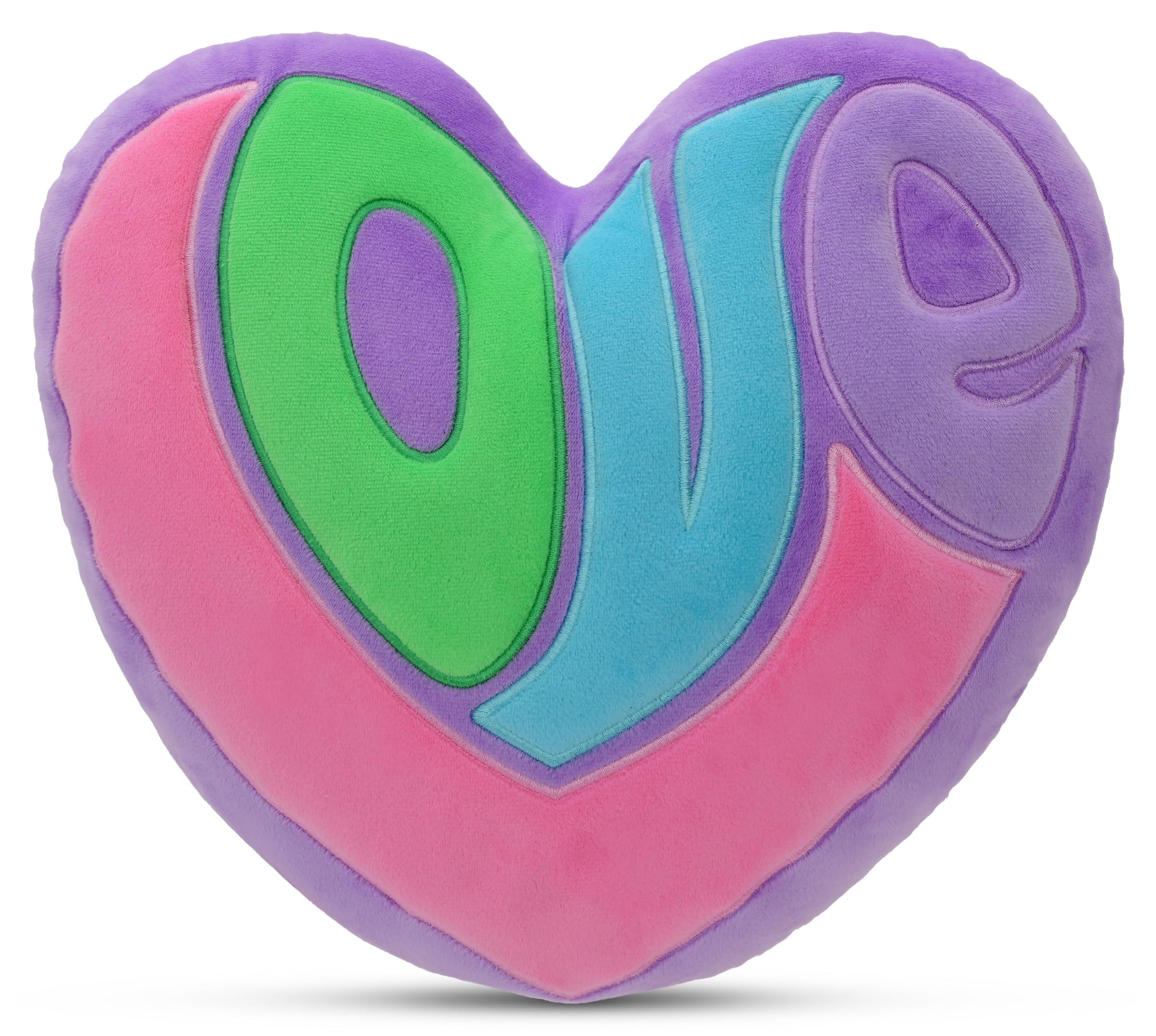 iscream Plush Pastels Love Embroidered Heart Shaped 13" x 13" Fleece Accent Pillow | Amazon (US)