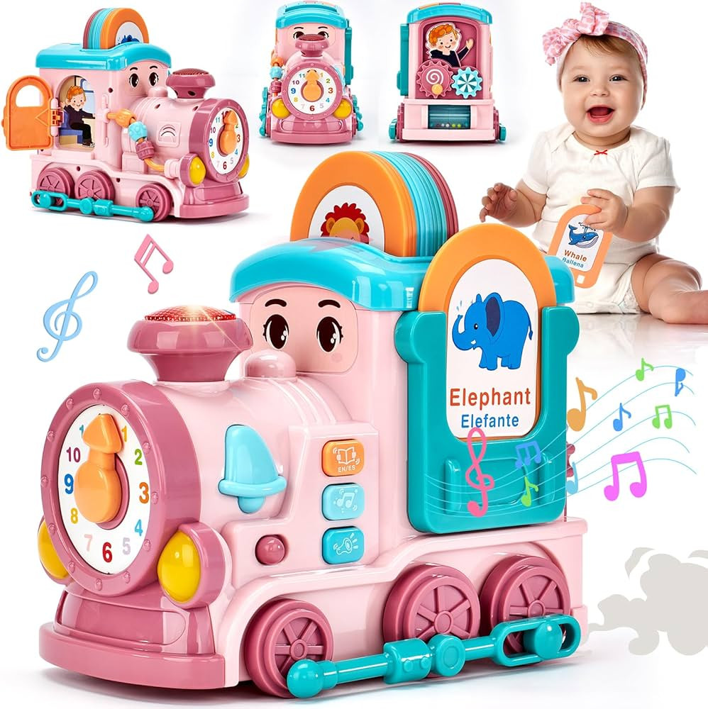 hahaland 1 Year Old Girl Gifts - Activity Musical Train with Talking Flash Cards Bilingual (EN/ES... | Amazon (US)