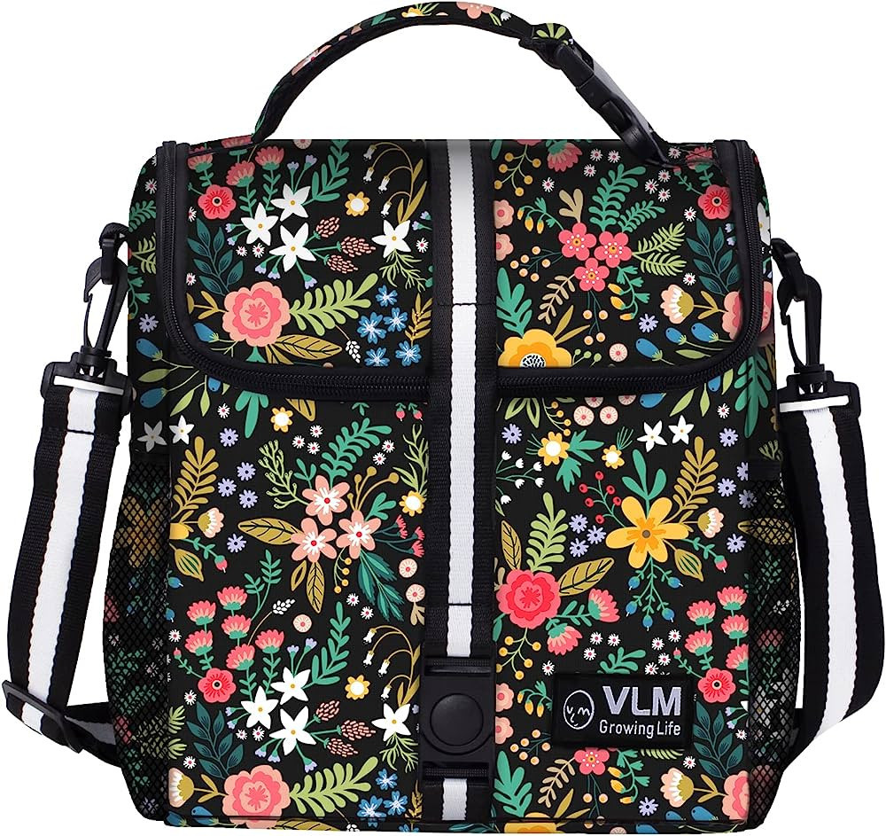 VLM Lunch Bags for Women,Leakproof Insulated Floral Lunch Box with Adjustable Shoulder Strap Reus... | Amazon (US)