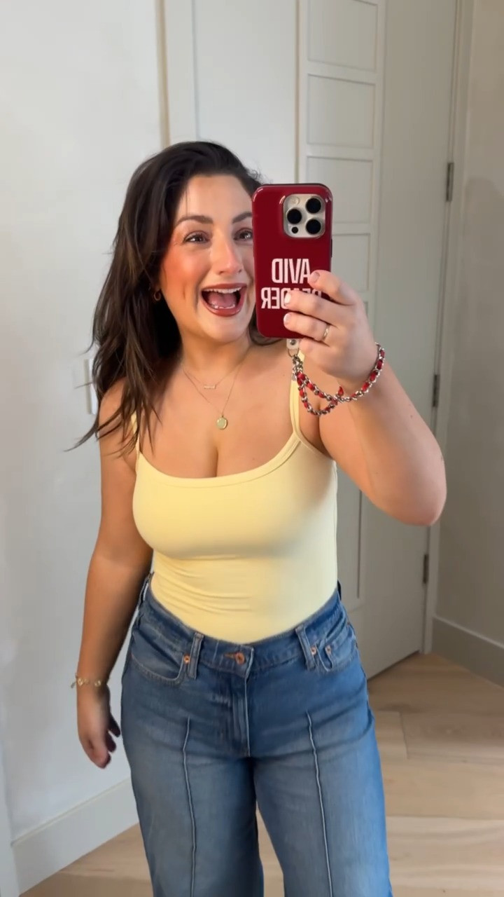 ON SALE!! 
Tank with built in bra size small
Jeans size 28 regular (ankle length so theyre petite friendly! 

5’0” 140lbs

#LTKootd #LTKPetite #LTKSaleAlert