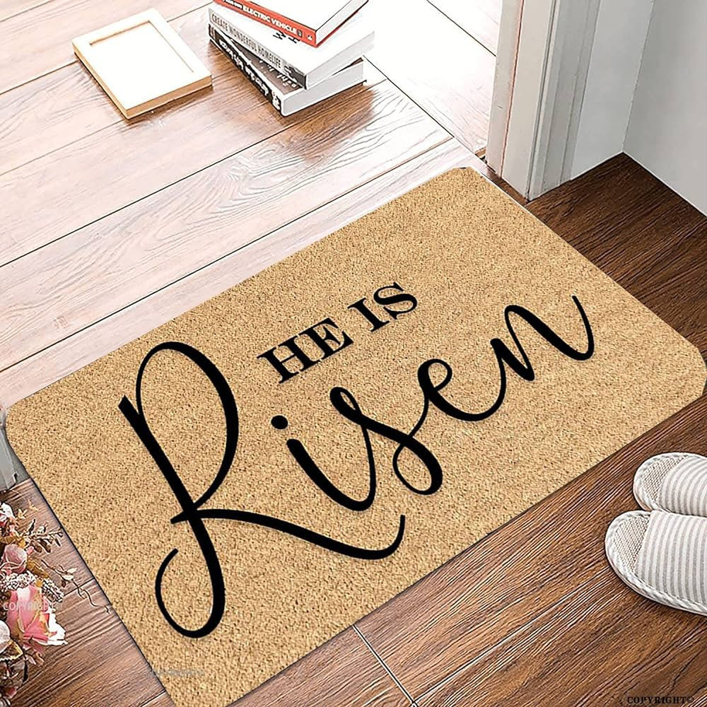 Welcome Mats for Front Door Outdoor Entry He is Risen Doormat Doormat Non Slip Mat for Home Indoo... | Amazon (US)