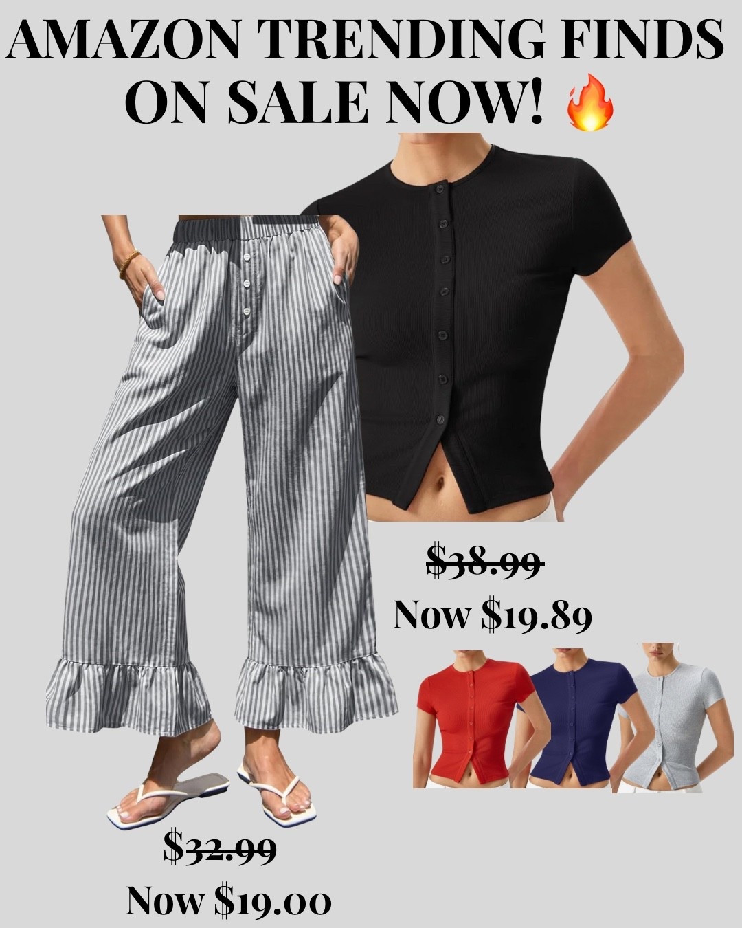 🔥 2 Amazon trending finds that just got even better!

These are trending AND currently marked down — the pants are $19 and the button-front top is $19.89! 👀

If you’ve been eyeing either one, now’s a good time to grab them. 🛍️

Shop both through my link! 👇

#AmazonFinds #AmazonFashion #TrendingFinds #AffordableFashion #SummerStyle #amazonaffiliate

#LTKSaleAlert #LTKOver40 #LTKmomlife
