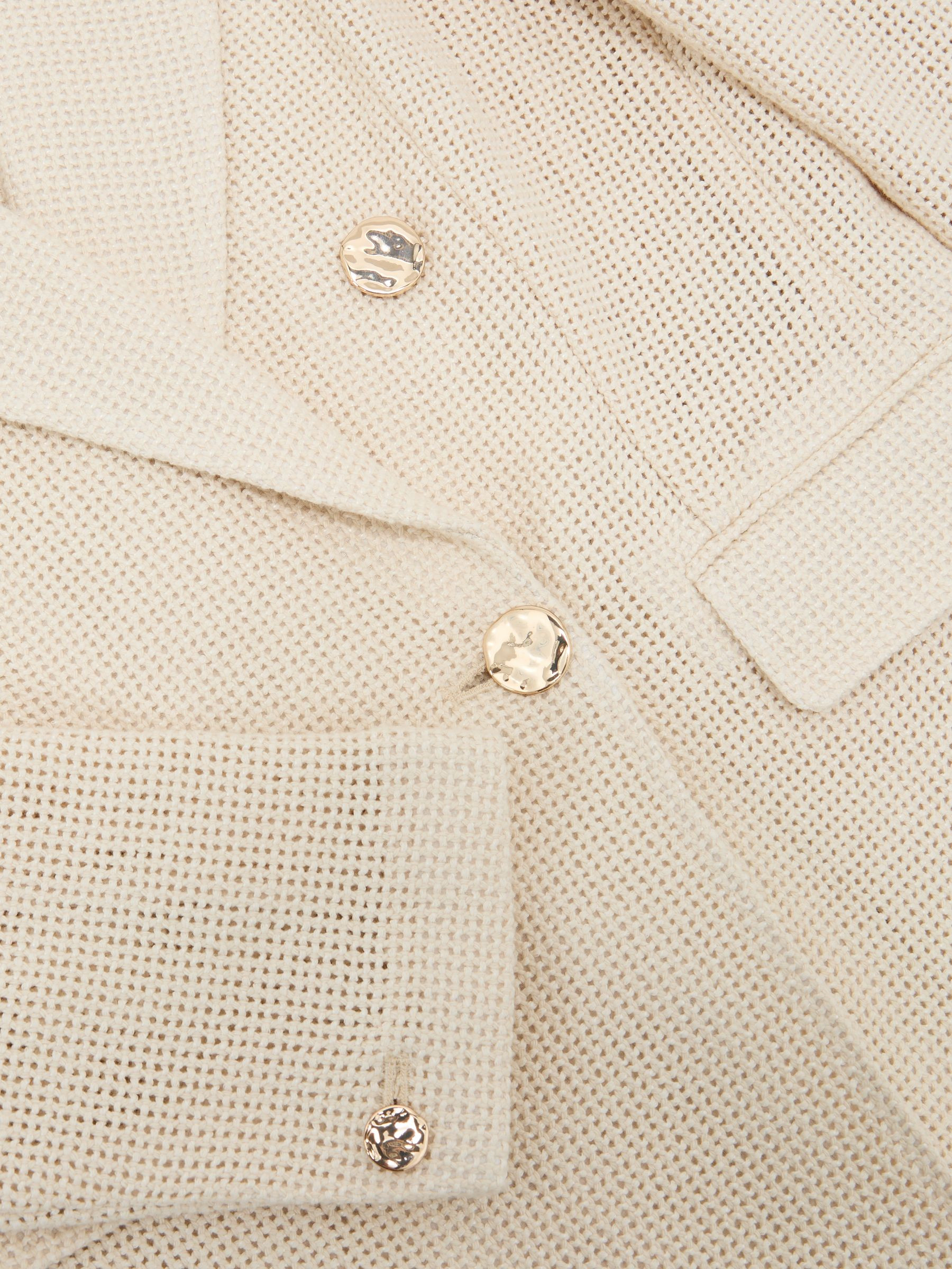 Open-Weave Double-Breasted Blazer in Cream | Reiss UK
