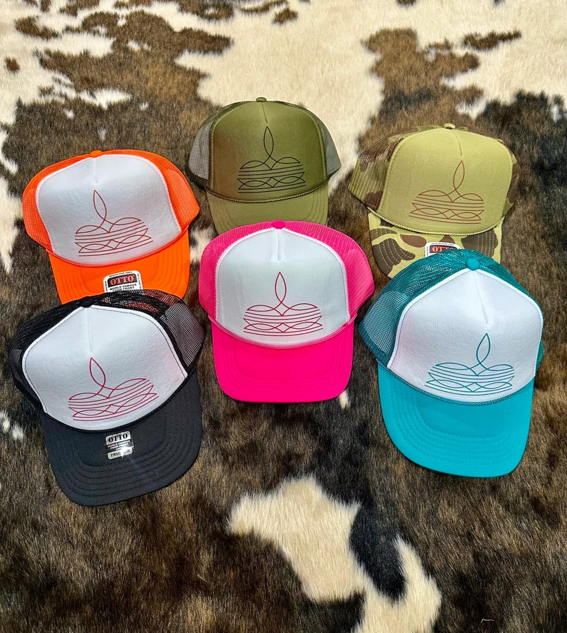 Viral Boot Stitch Trucker Hat - Etsy | Etsy (US)