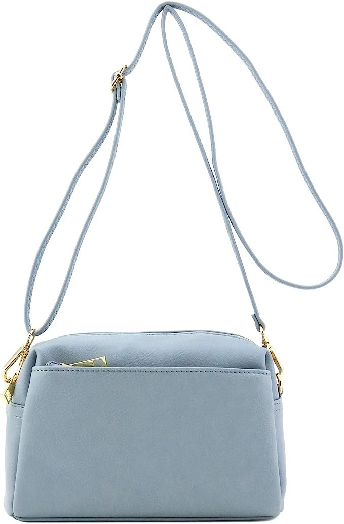 FashionPuzzle Triple Zip Small Crossbody Bag | Amazon (US)