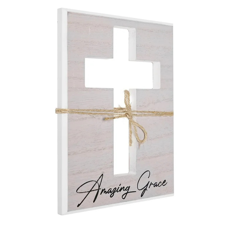Crystal Art Gallery Amazing Grace Typographic Cross Wood Wall Plaque Art - 8" x 6" | Walmart (US)