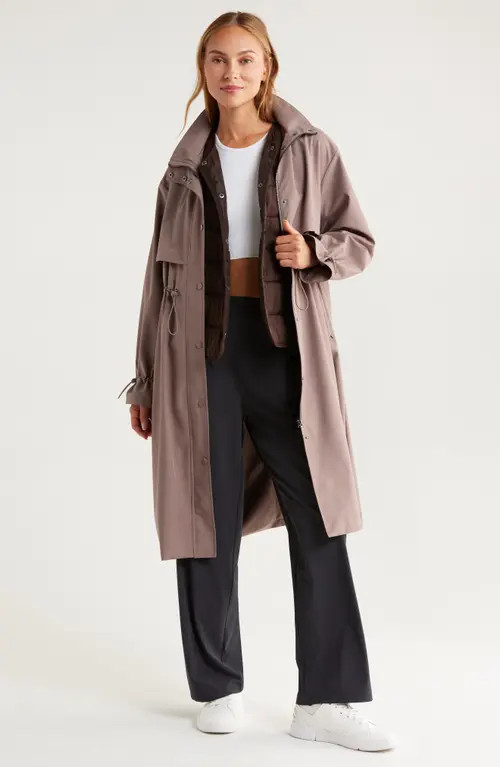 Zella 3-in-1 Trench Coat in Tan Dusk at Nordstrom, Size Large | Nordstrom