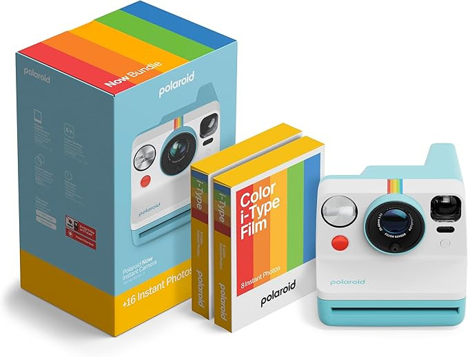 Polaroid Now 3rd Generation I-Type Instant Camera + Film Bundle - Now Artic Blue Camera + 16 Colo... | Amazon (US)