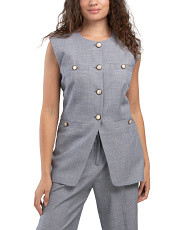 Basket Weave Fitted Vest Gold Button | TJ Maxx