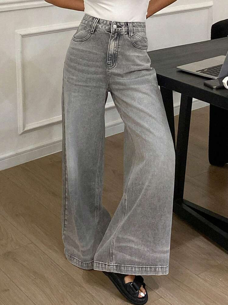 DAZY Women's Casual Daily Washed Loose Wide Leg Jeans, Autumn | SHEIN