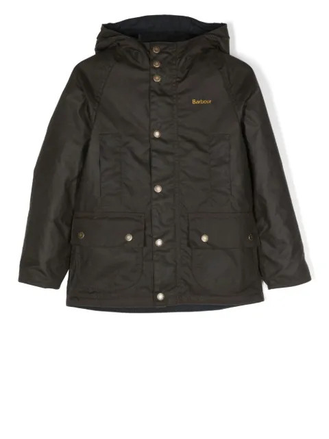 Barbour Kids Beaufort Waxed Hooded Jacket  - Farfetch | Farfetch Global