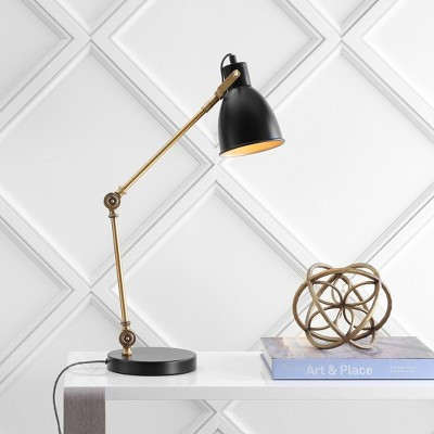 JONATHAN Y Barnes 24" LED Metal Task Lamp, Black/Brass Gold | Target