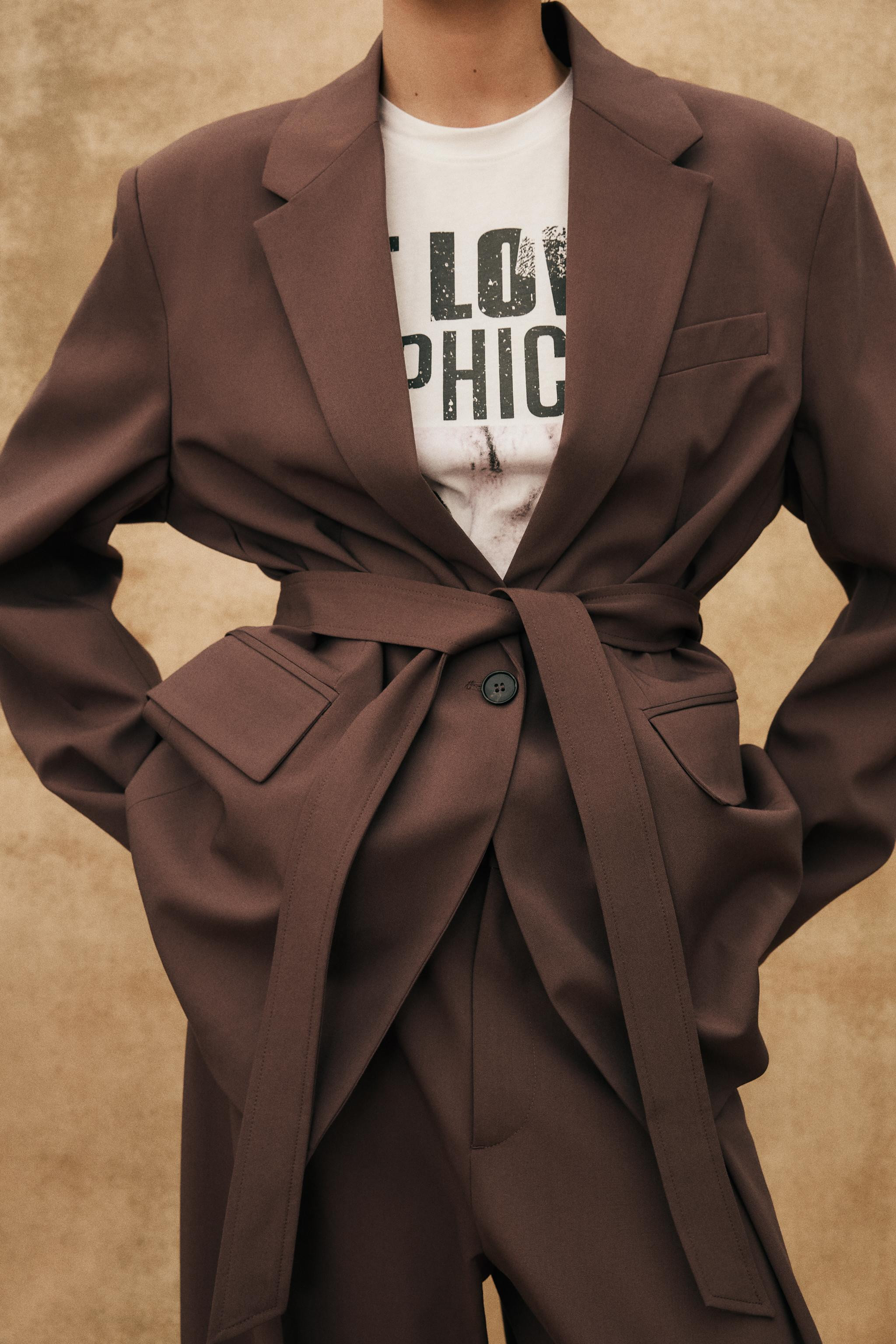 STRAIGHT CUT BELTED BLAZER | Zara US