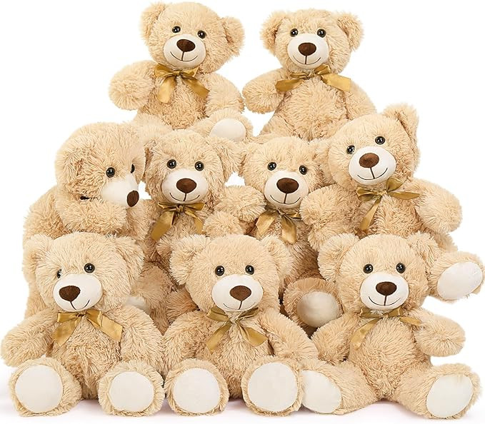 MaoGoLan 9 Pack Teddy Bears Bulk for Baby Shower, 14" Small Teddy Bear Plush Toy, Cute Stuffed Be... | Amazon (US)