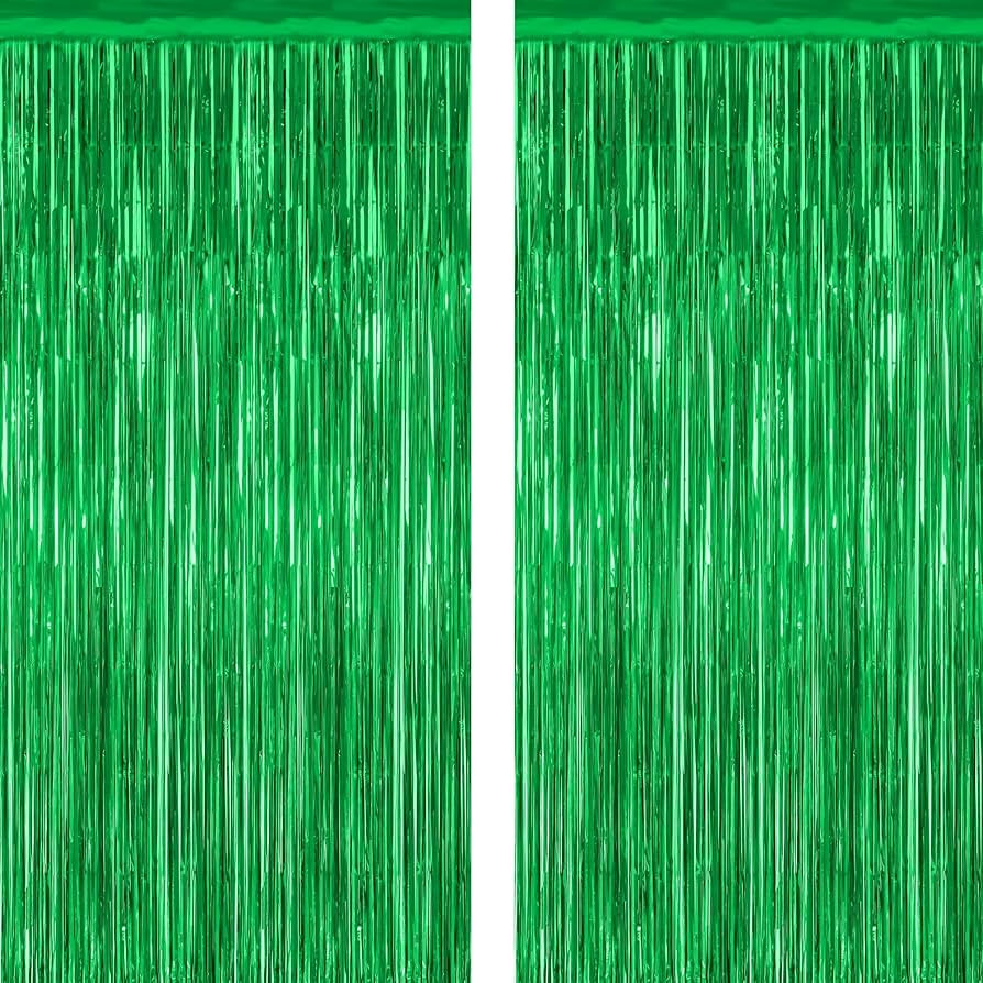 2 Pack Tinsel Backdrop, 3.28 FT x 7.05 FT Green Party Decorations, Metallic Football Backdrop Cur... | Amazon (US)
