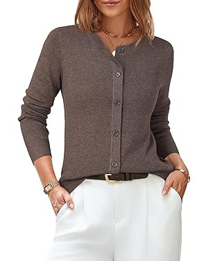 Arach&Cloz Women's Wool Blend Lightweight Spring Business Casual Cardigan Sweaters Tops | Amazon (US)