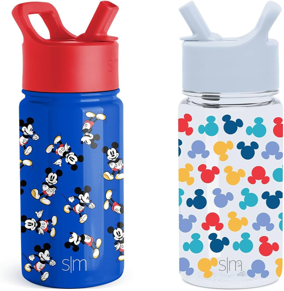 Simple Modern Disney Mickey Mouse Kids Water Bottle 2-Pack with Straw Lid | Reusable Insulated St... | Amazon (US)