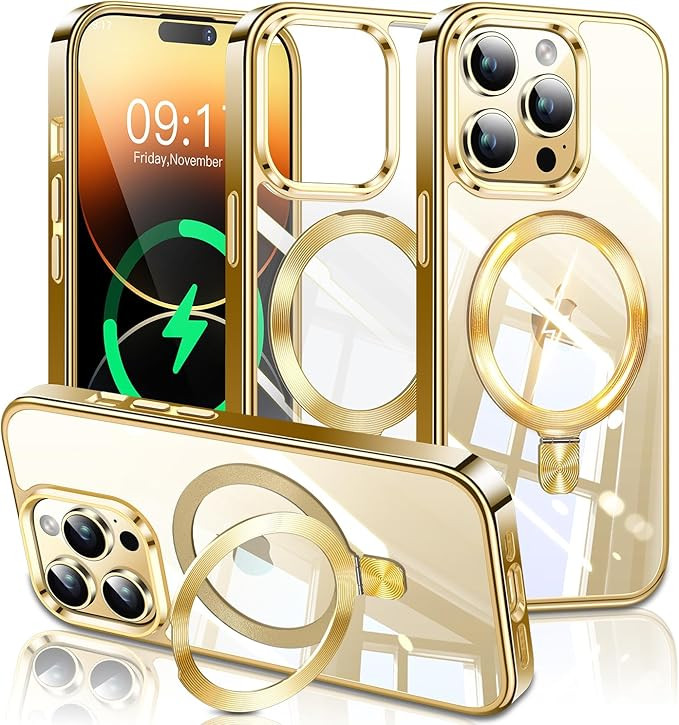 ESTPEAK Magnetic Invisible Stand Case for iPhone 14 Pro Max [CD Ring Compatible with MagSafe][Mil... | Amazon (US)