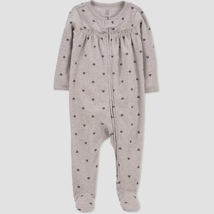 Carter's Just One You® Baby Girls' Heart Interlock Footed Pajama - Beige | Target