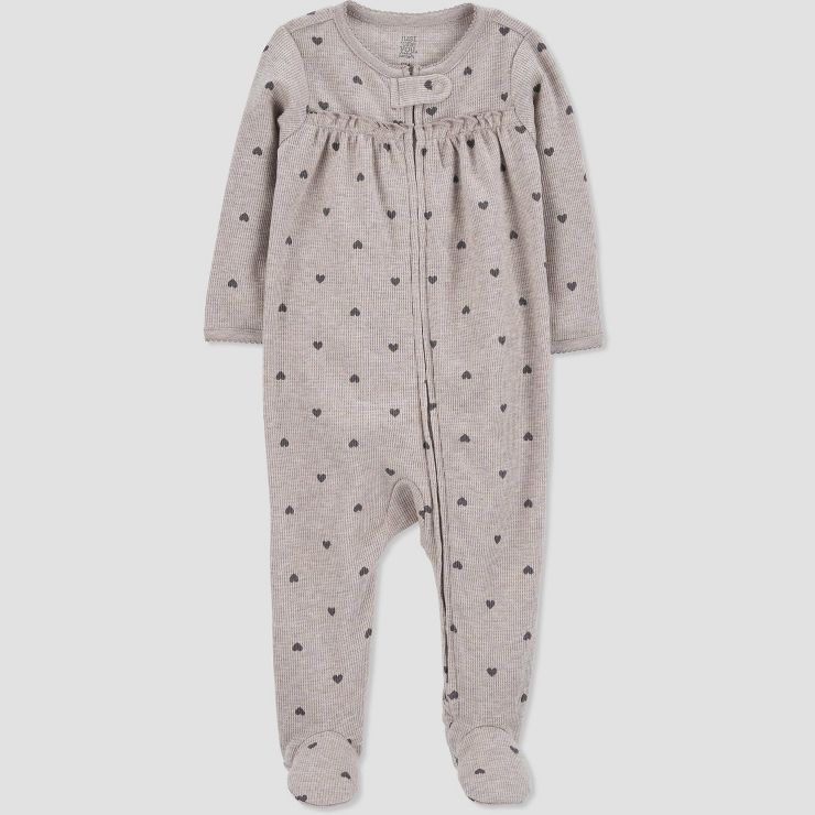 Carter&#39;s Just One You&#174; Baby Girls&#39; Heart Interlock Footed Pajama - Beige 6-9M | Target