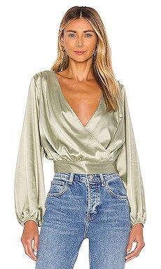 KENDALL + KYLIE Balloon Sleeve Blouse in Jade from Revolve.com | Revolve Clothing (Global)