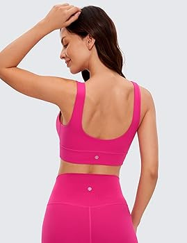 CRZ YOGA Butterluxe Womens U Back Sports Bra - Scoop Neck Padded Low Impact Yoga Bra Workout Crop... | Amazon (US)