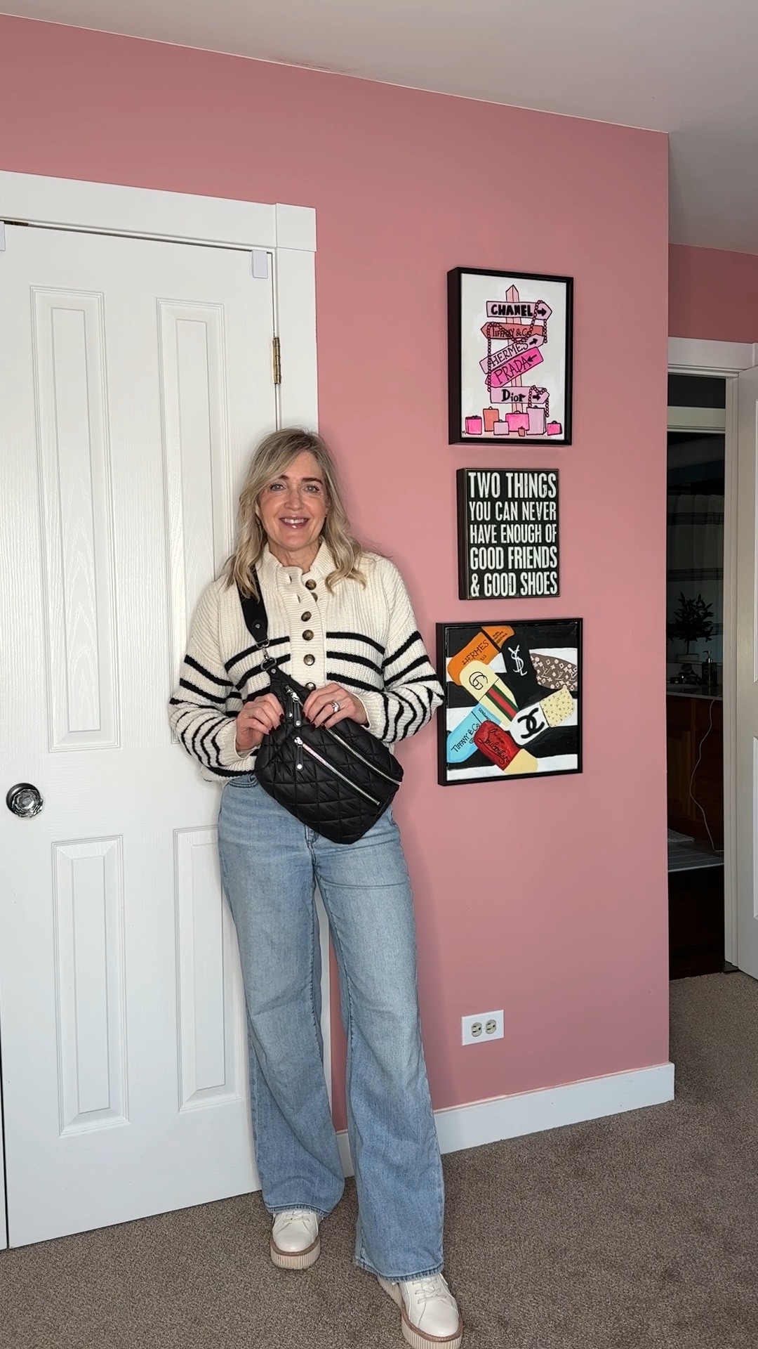 Everyday winter outfit. Striped sweater and slouchy jeans. 

#LTKgrwm #LTKOver40 #LTKootd