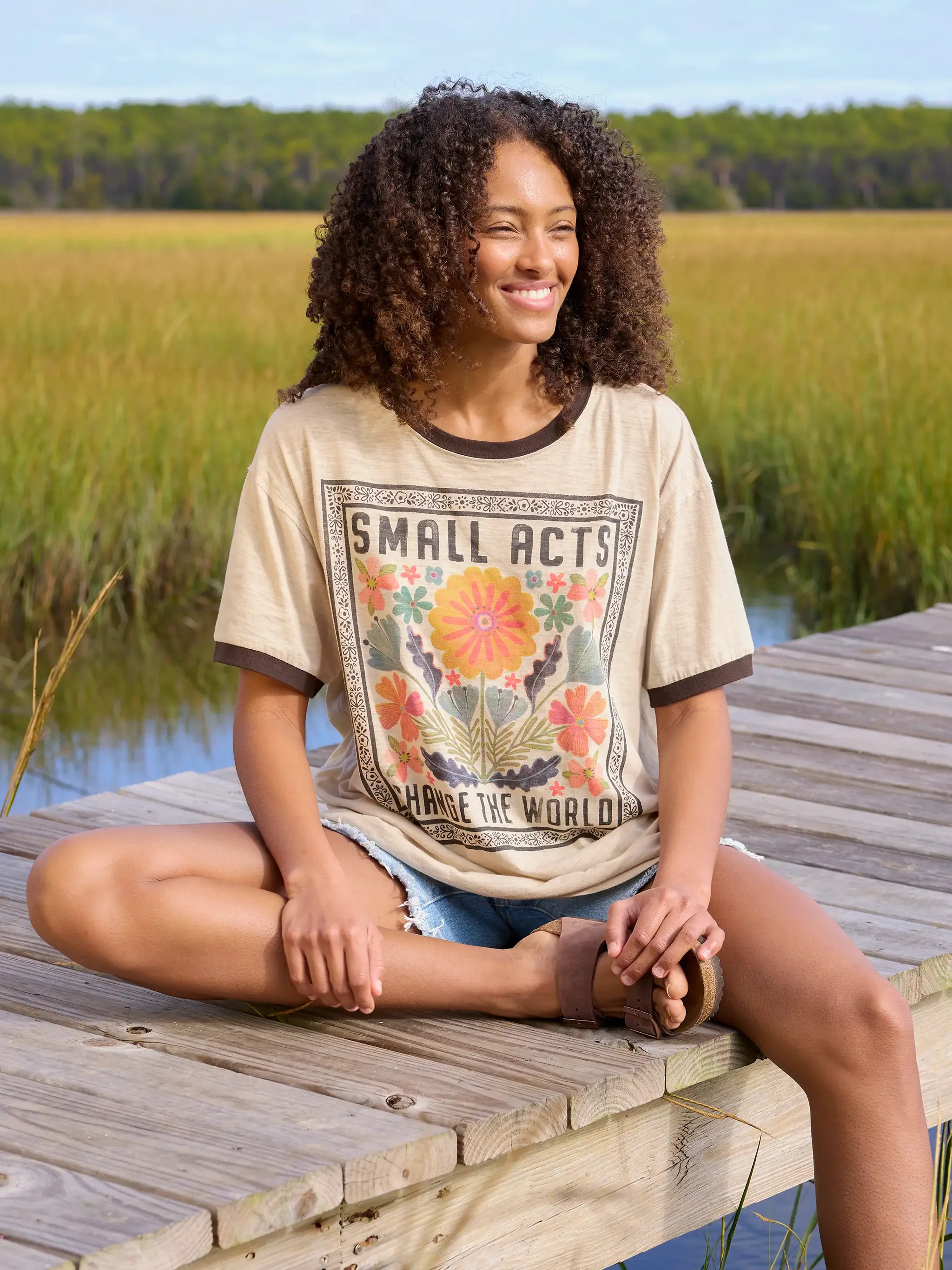 Ringer Oversized Tee Shirt | Natural Life