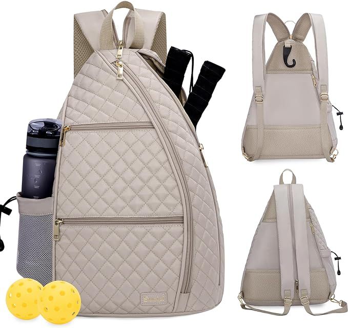 Sucipi Pickleball Bag for Women Pickleball Backpack Quilted Crossbody Sling Bag Tennis Bag Backpa... | Amazon (US)