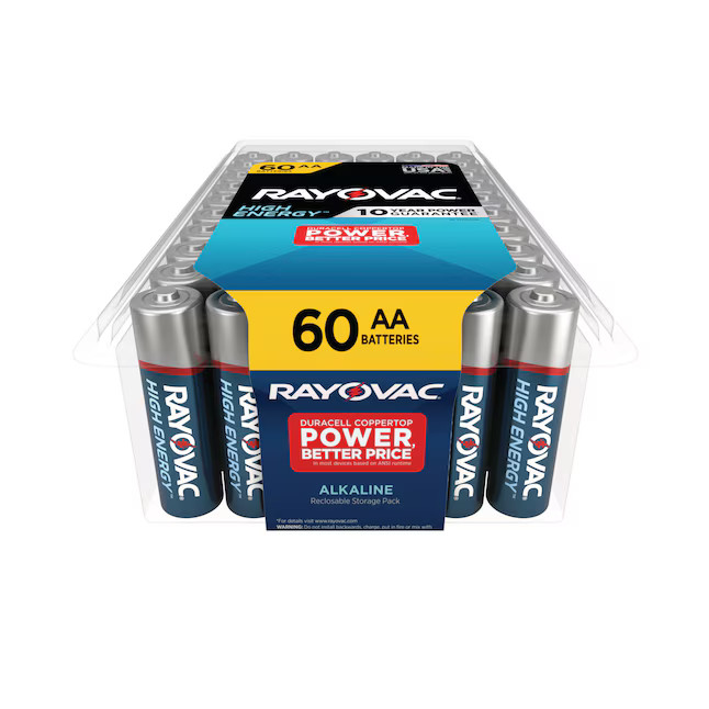 Rayovac High Energy Alkaline AA Batteries (60-Pack) | Lowe's