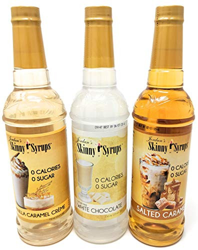 Jordans Skinny Syrups Sugar Free Trio - White Chocolate, Vanilla Caramel Creme, Salted Caramel 25.4 oz. - Gluten Free - Kosher - Made in the USA - 3 Bottle Bundle | Amazon (US)