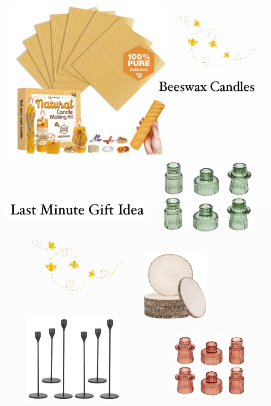 Homemade beeswax candles are such a great gift if you need something last minute, or if you’re unsure about what to get someone. It’s also a great way to get the kids involved in the gift giving. You can get really creative with bunching candles together on a board, or making separate ones to put in holders. Either way, the recipient will love it. 

#LTKhome #LTKGiftGuide #LTKHoliday