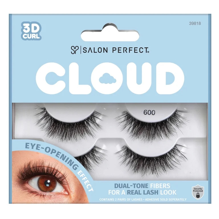 Salon Perfect Cloud 3D Curl Fluffy Fake Lashes False Eyelashes, 600, Brown and Black Fibers, 2 Pa... | Walmart (US)