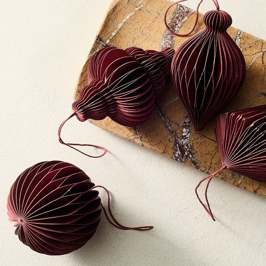 Medium Paper Ornaments (Set of 4) - Red | West Elm (US)