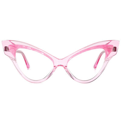 Geometric Cateye Acetate Glasses for Women Unique Style Plastic Eyeglass Frames | eBay US