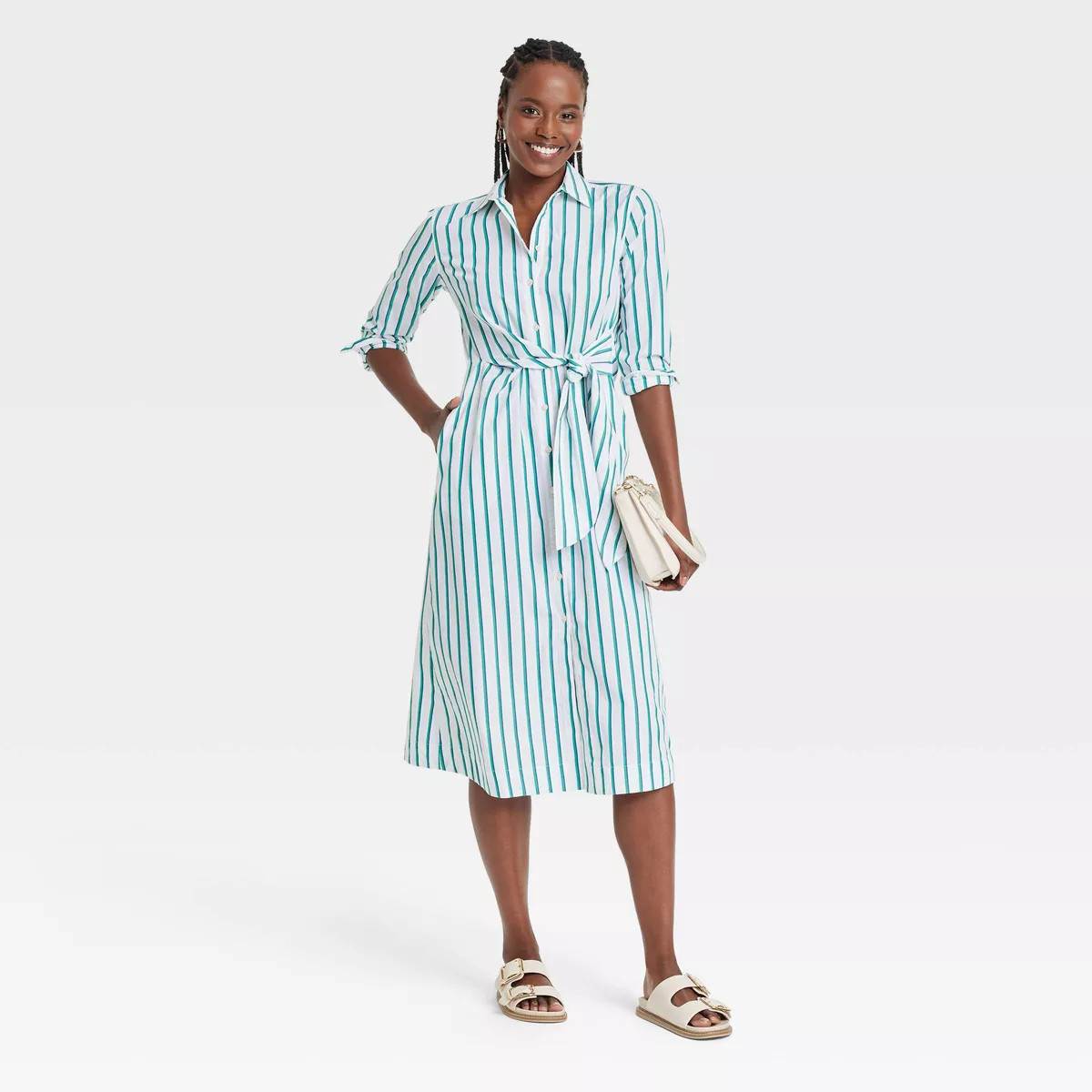 Women's Long Sleeve Tie-Front Midi Shirtdress - Universal Thread™ | Target