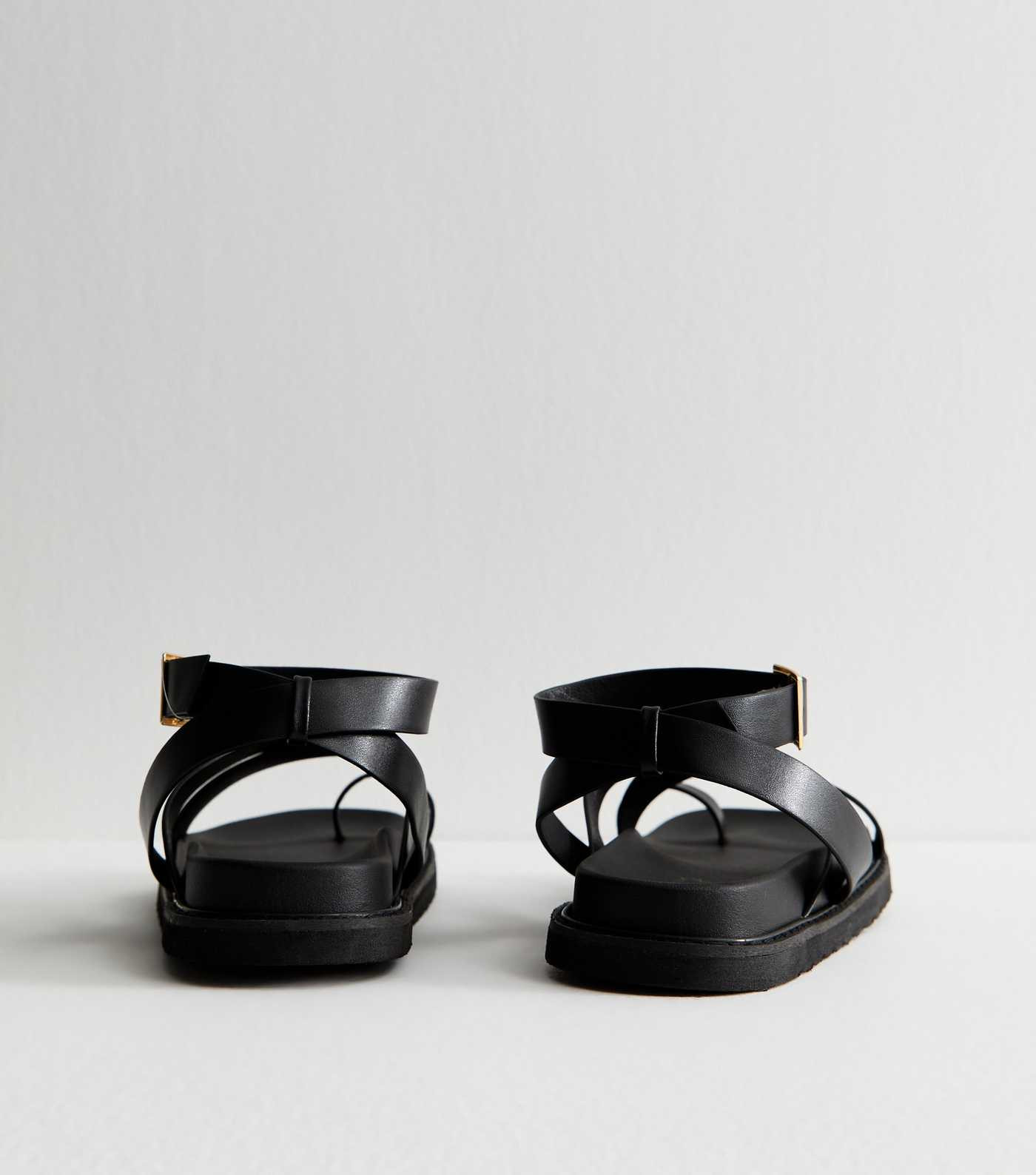 Black Faux Leather Crossover Strap Sandals | New Look | New Look (UK)